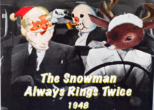 The Snowman Always Rings Twice - Christmas Card by Doug Nunn